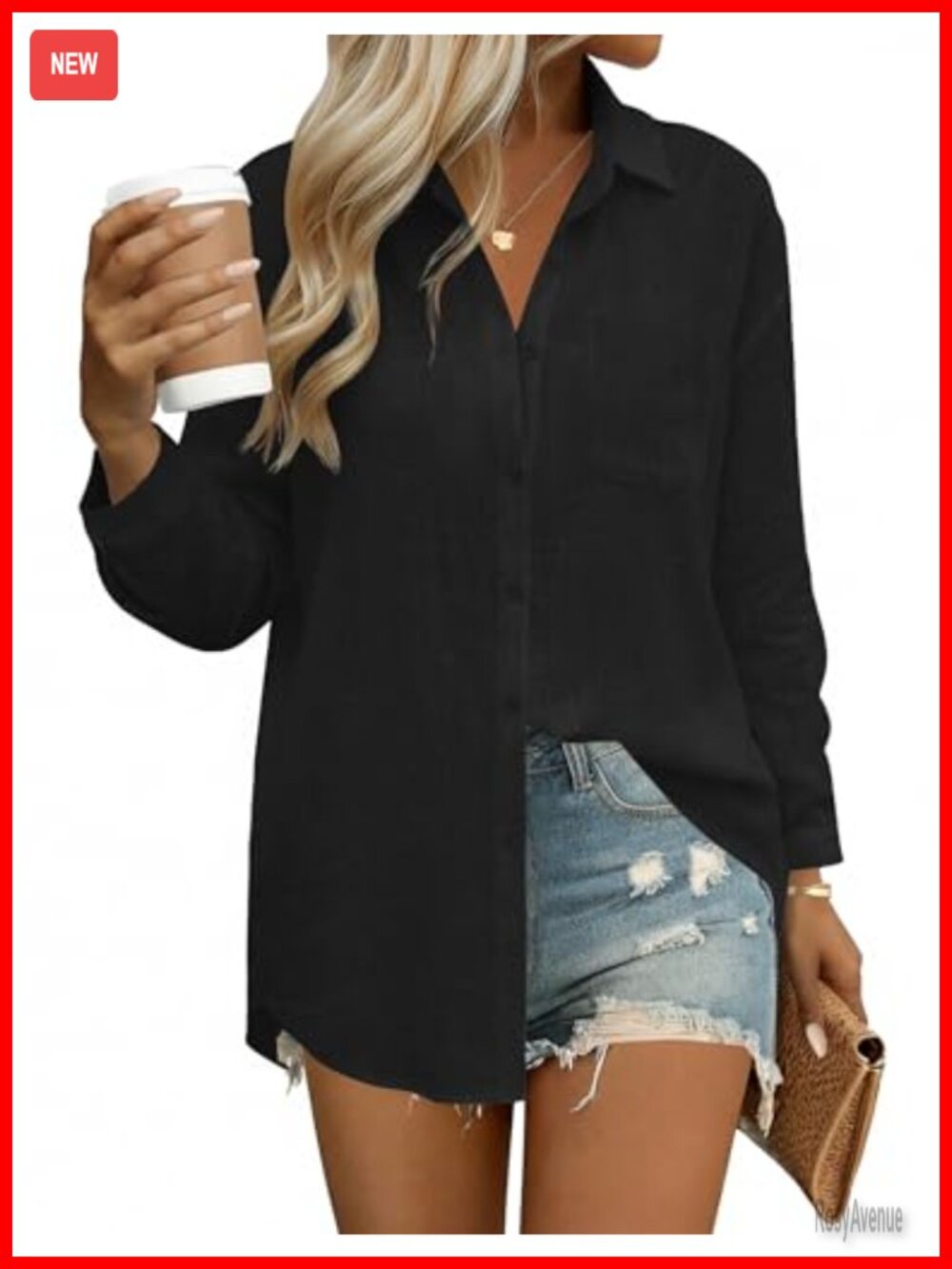 Womens Linen Cotton Button Down Shirt Loose Fit Long Sleeve Blouse